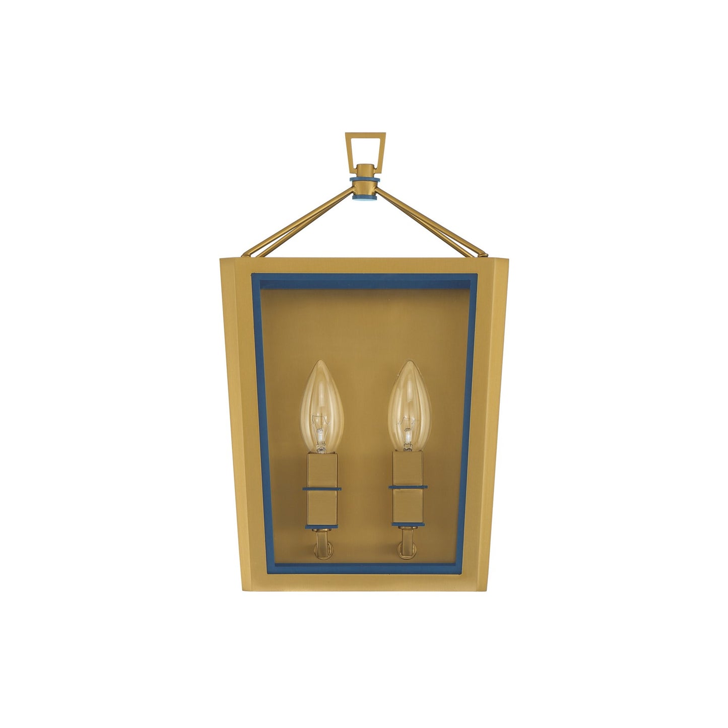 Crystorama Herrick 7.75in 2-Light Wall Sconce | Contemporary Luxe Gold and Navy Steel with Clear Glass | Bathroom & Hallway Accent Light | Model HRK-2501-LG-NY