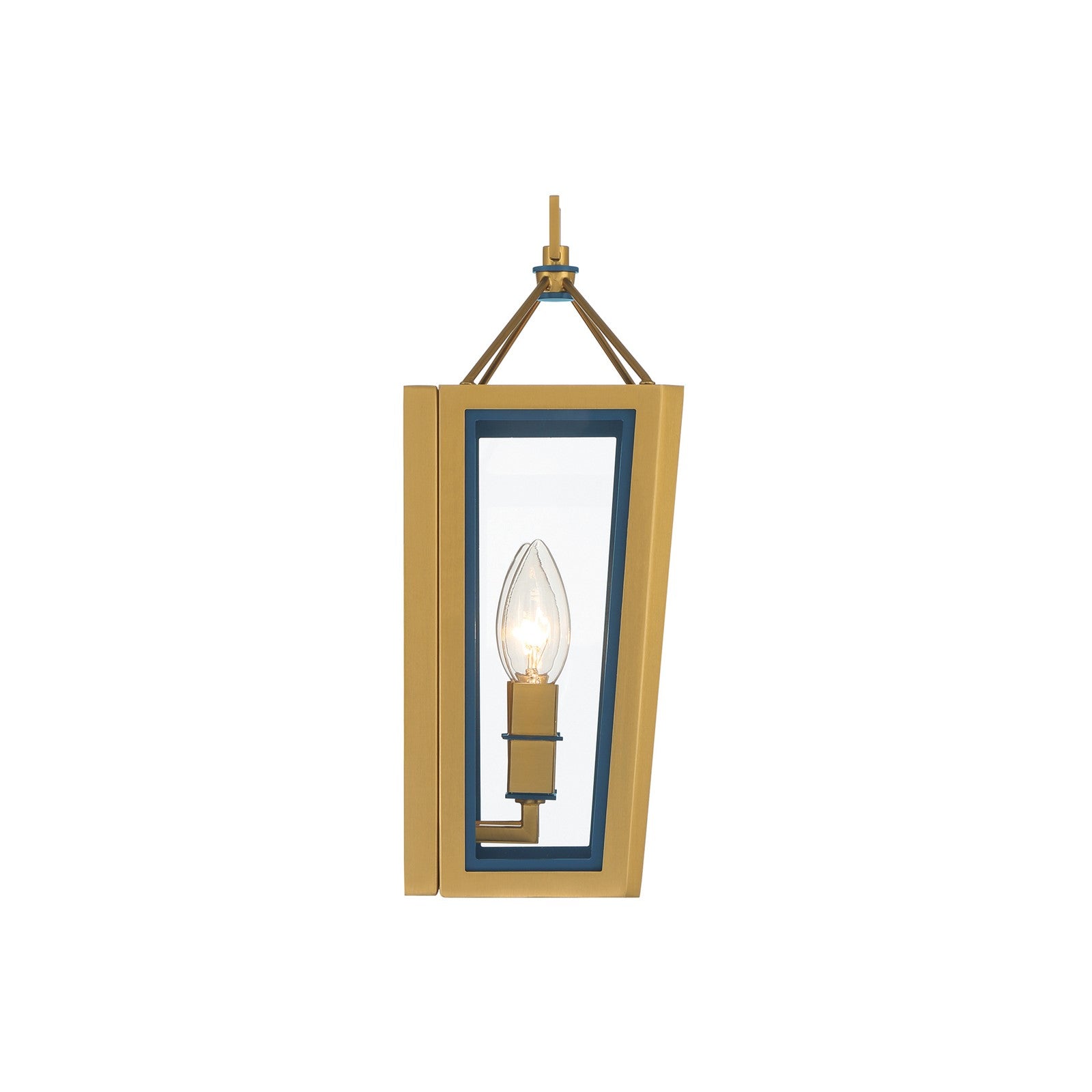 Crystorama Herrick 7.75in 2-Light Wall Sconce | Contemporary Luxe Gold and Navy Steel with Clear Glass | Bathroom & Hallway Accent Light | Model HRK-2501-LG-NY