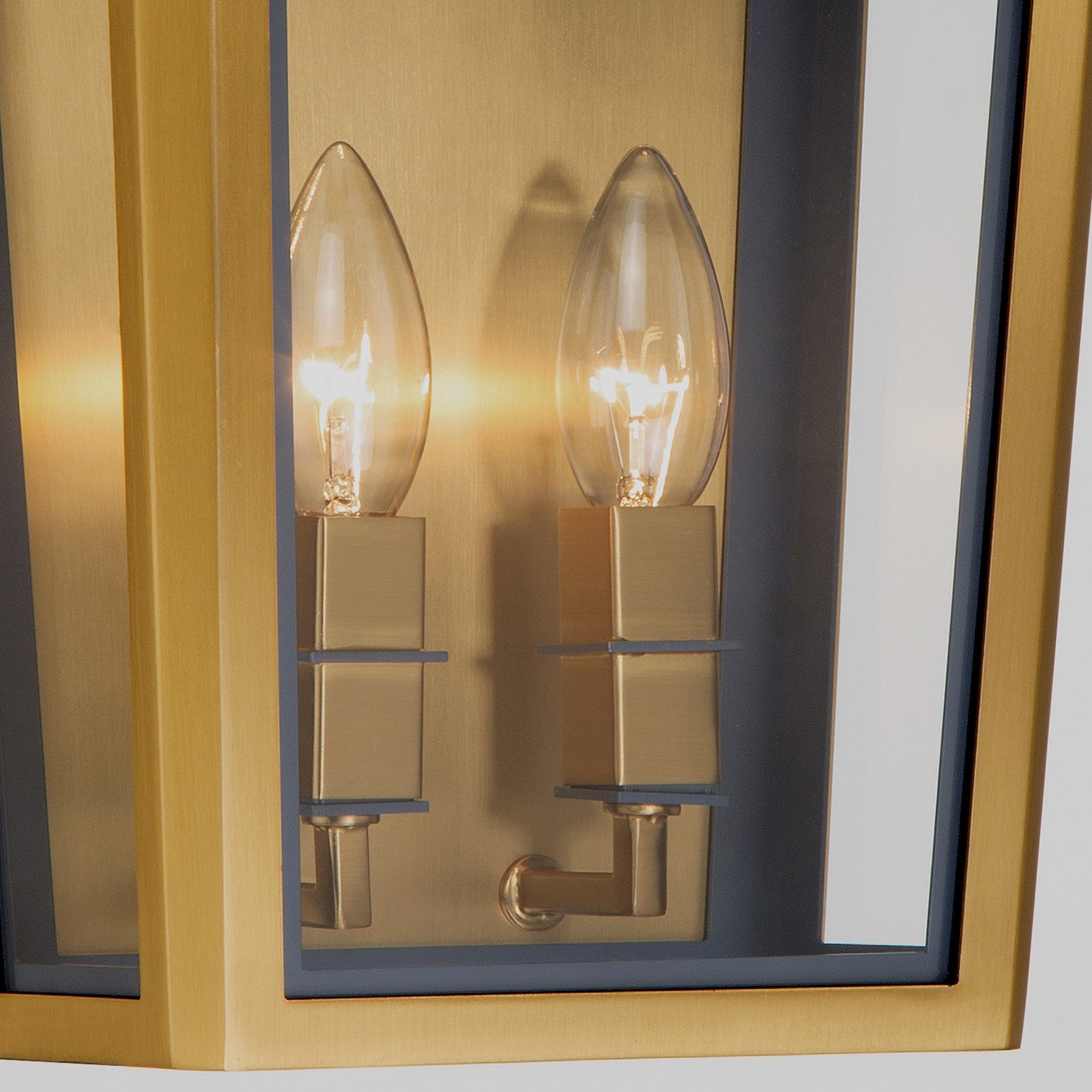 Crystorama Herrick 7.75in 2-Light Wall Sconce | Contemporary Luxe Gold and Navy Steel with Clear Glass | Bathroom & Hallway Accent Light | Model HRK-2501-LG-NY