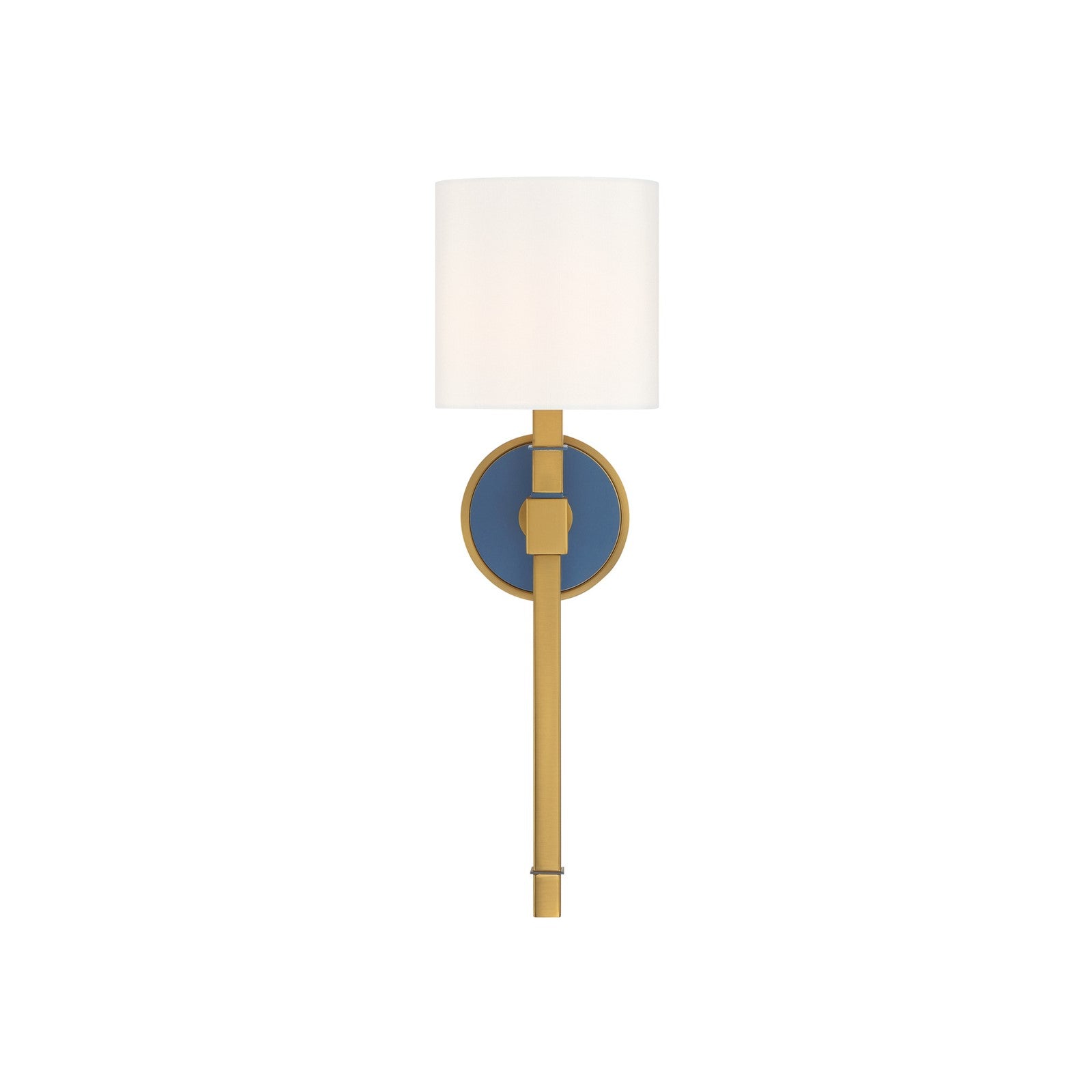 Crystorama Herrick 6.25in 1-Light Wall Sconce | Contemporary Luxe Gold and Navy Steel with White Fabric Shade | Bedroom & Hallway Accent | Model HRK-2511-LG-NY