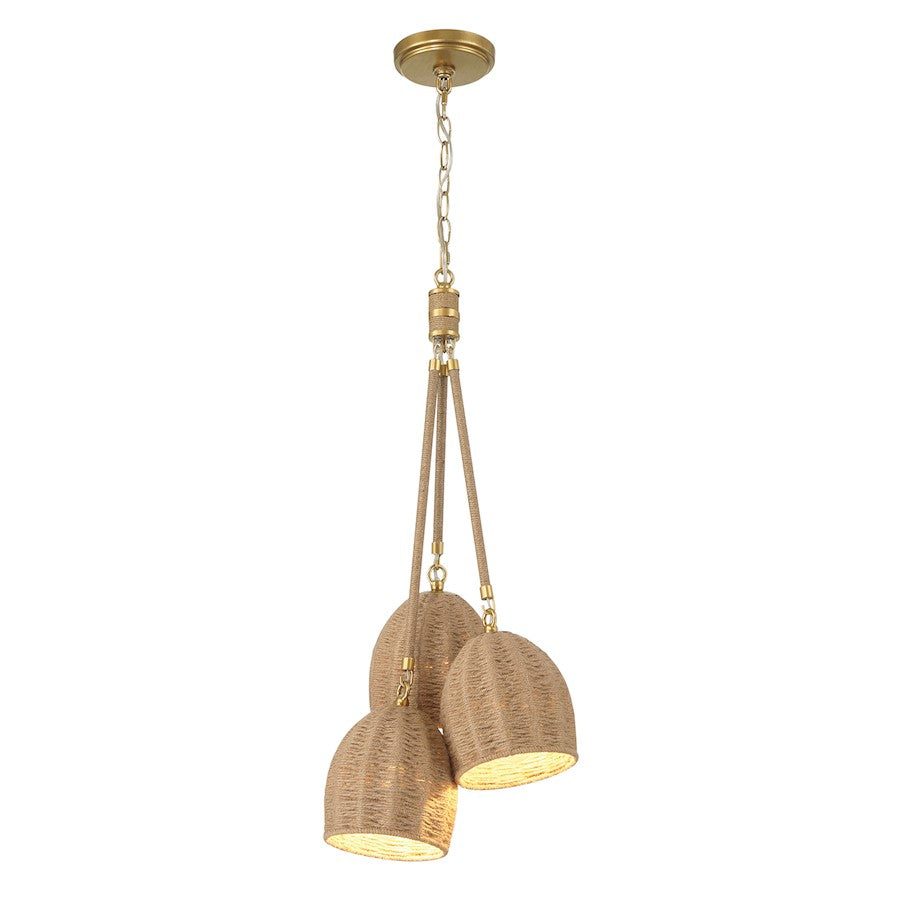 Crystorama Jace 3 Light Mini Pendant, Soft Gold - JAC-10507-SG