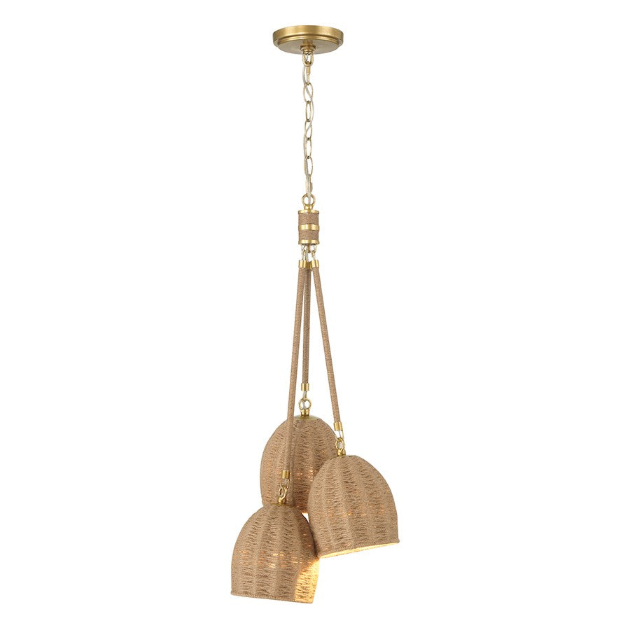 Crystorama Jace 3 Light Mini Pendant, Soft Gold