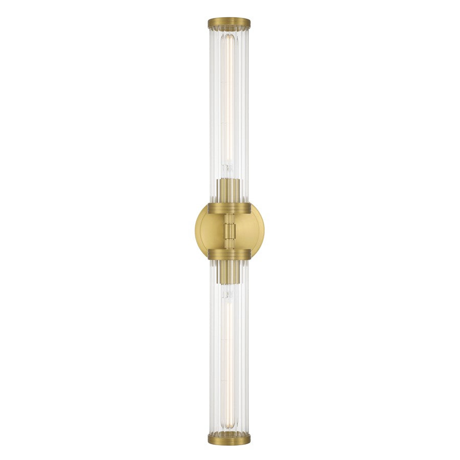 Crystorama Jarvis 2 Light 29" Sconce, Aged Brass/Clear