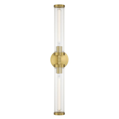 Crystorama Jarvis 2 Light 29" Sconce, Aged Brass/Clear