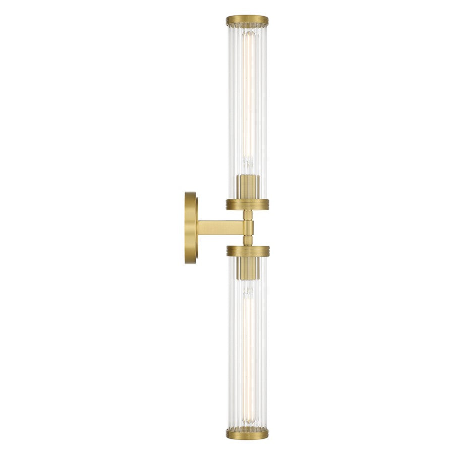 Crystorama Jarvis 2 Light 29" Sconce, Aged Brass/Clear