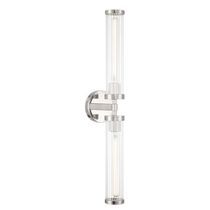 Crystorama Jarvis 2 Light 29" Sconce, Polished Nickel/Clear - JAR-2302-PN