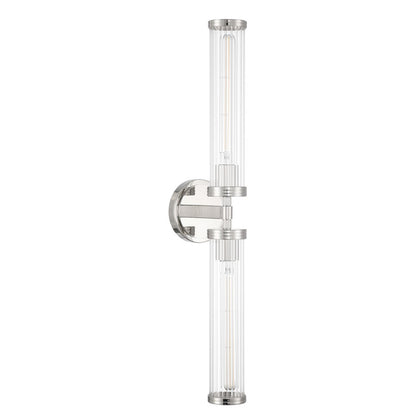 Crystorama Jarvis 2 Light 29" Sconce, Polished Nickel/Clear