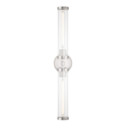 Crystorama Jarvis 2 Light 29" Sconce, Polished Nickel/Clear