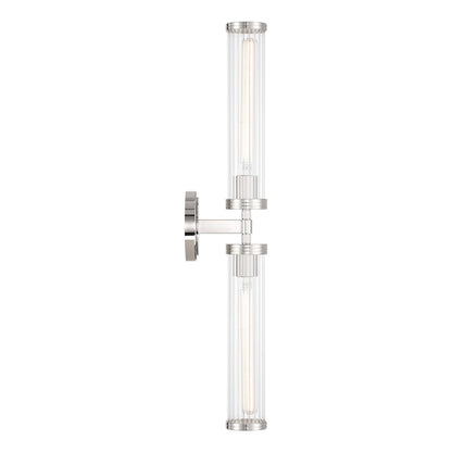 Crystorama Jarvis 2 Light 29" Sconce, Polished Nickel/Clear