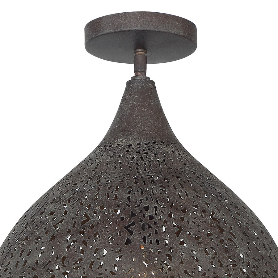 Crystorama Jasmine 1Lt 14" Semi Flush Mount, Bronze