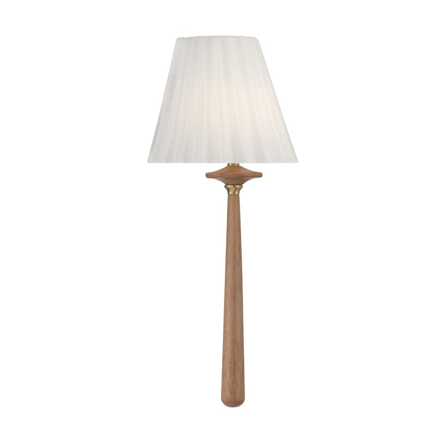 Crystorama Jules 1 Light 7.5" Sconce, Aged Brass/Wood/White