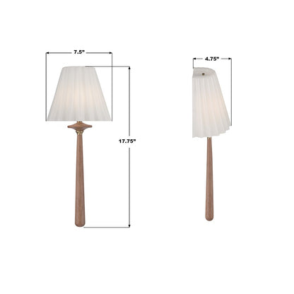 Crystorama Jules 1 Light 7.5" Sconce, Aged Brass/Wood/White