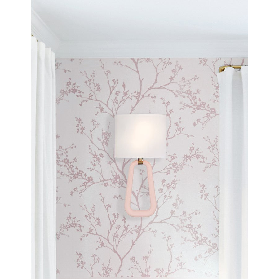 Crystorama Jori 2 Light Sconce, Brass/Blush/Pink/White