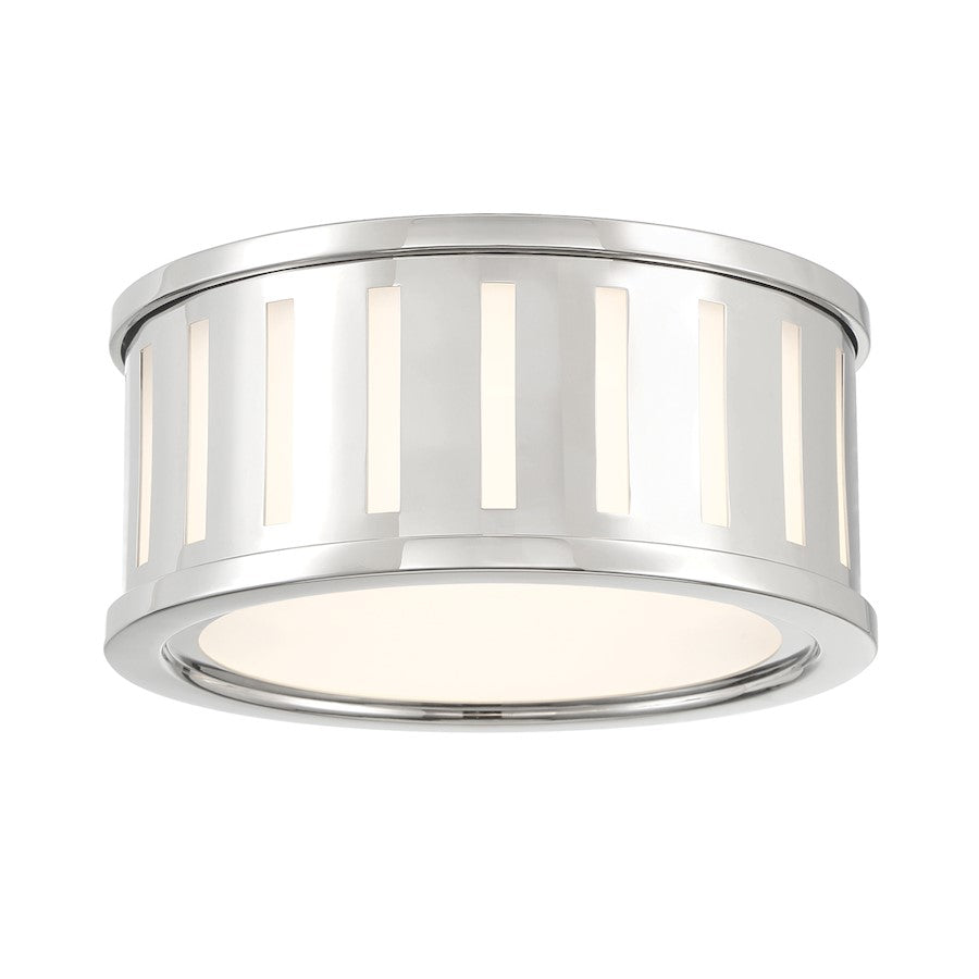 Crystorama Kendal 2 Light Flush Mount, Polished Nickel - KEN-2200-PN