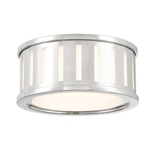 Crystorama Kendal 2 Light Flush Mount, Polished Nickel - KEN-2200-PN