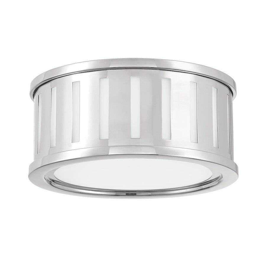Crystorama Kendal 2 Light Flush Mount, Polished Nickel