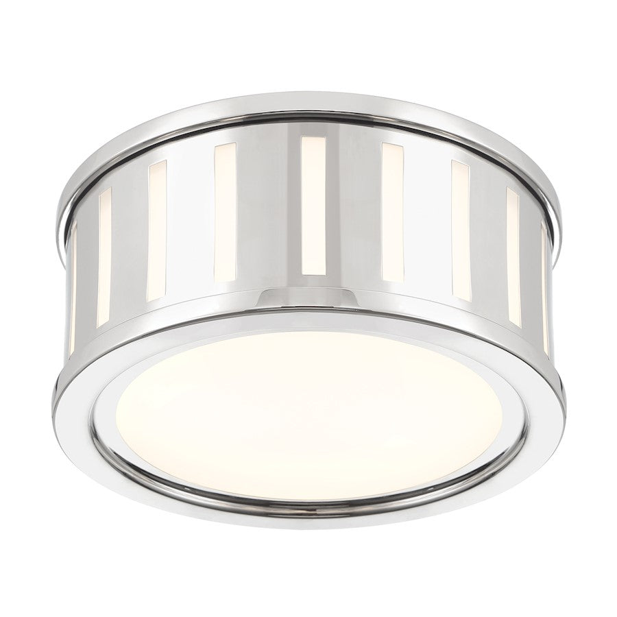Crystorama Kendal 2 Light Flush Mount, Polished Nickel