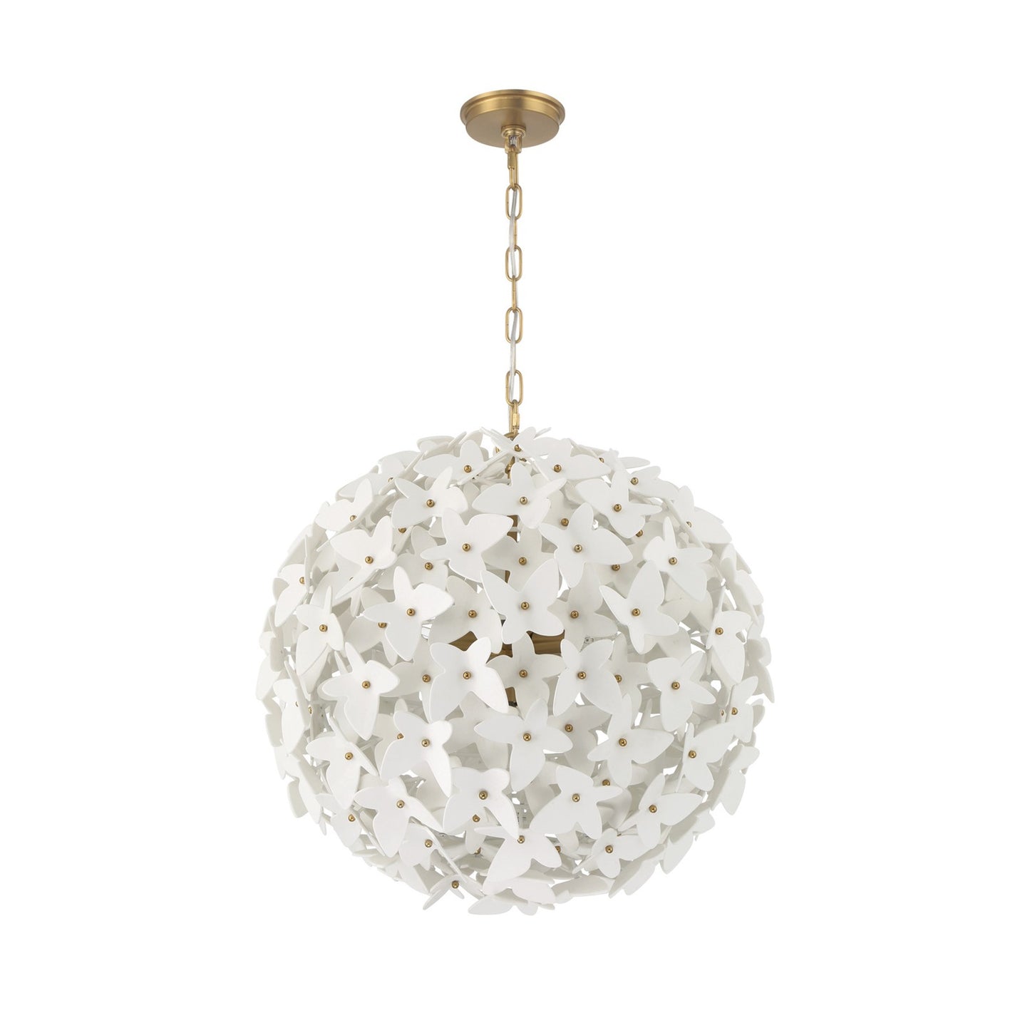 Crystorama Killian 22in 6-Light Chandelier | Coastal Luxe Gold Steel and White Ceramic Butterfly | Dining Room & Bedroom Statement | Model KLN-5206-LG