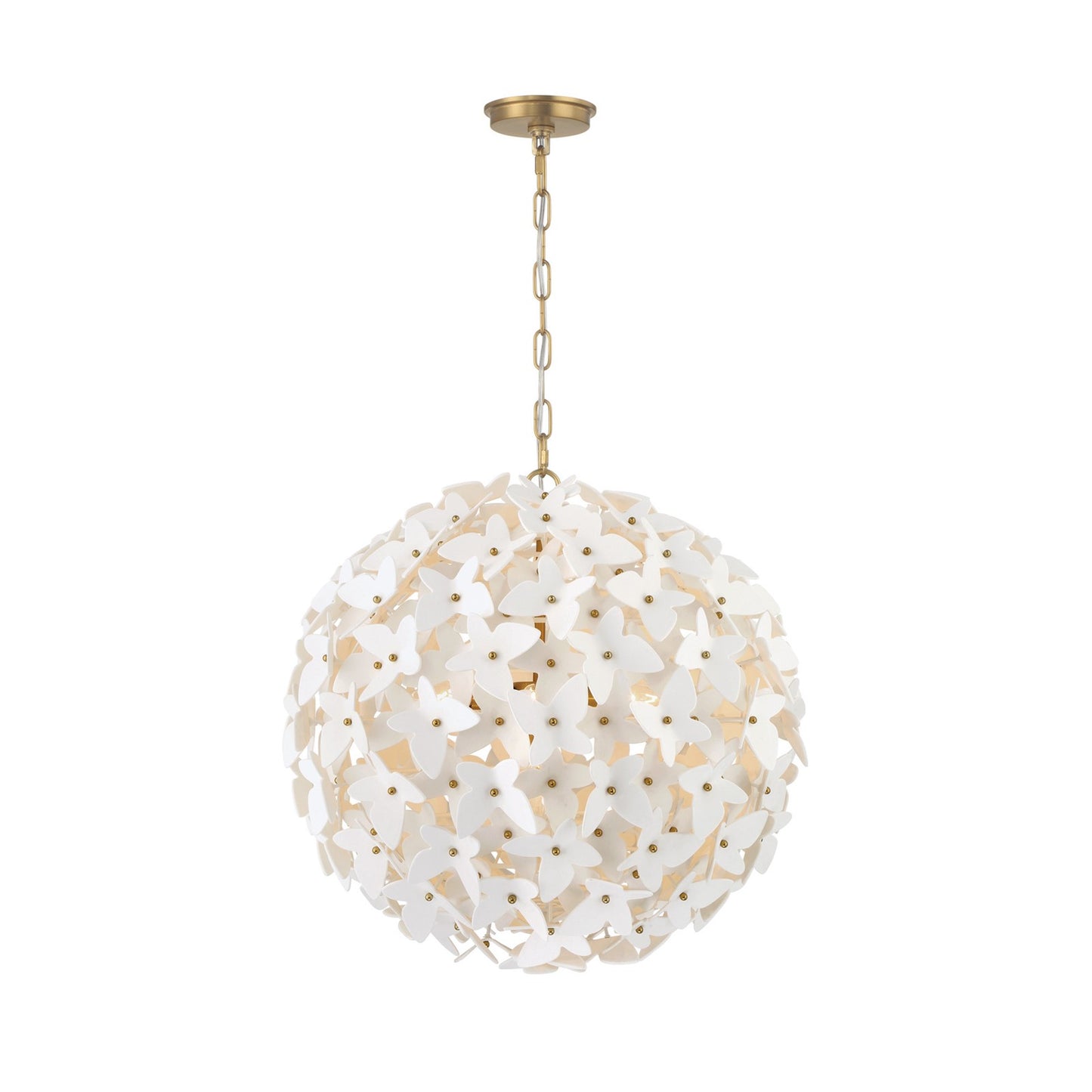 Crystorama Killian 22in 6-Light Chandelier | Coastal Luxe Gold Steel and White Ceramic Butterfly | Dining Room & Bedroom Statement | Model KLN-5206-LG