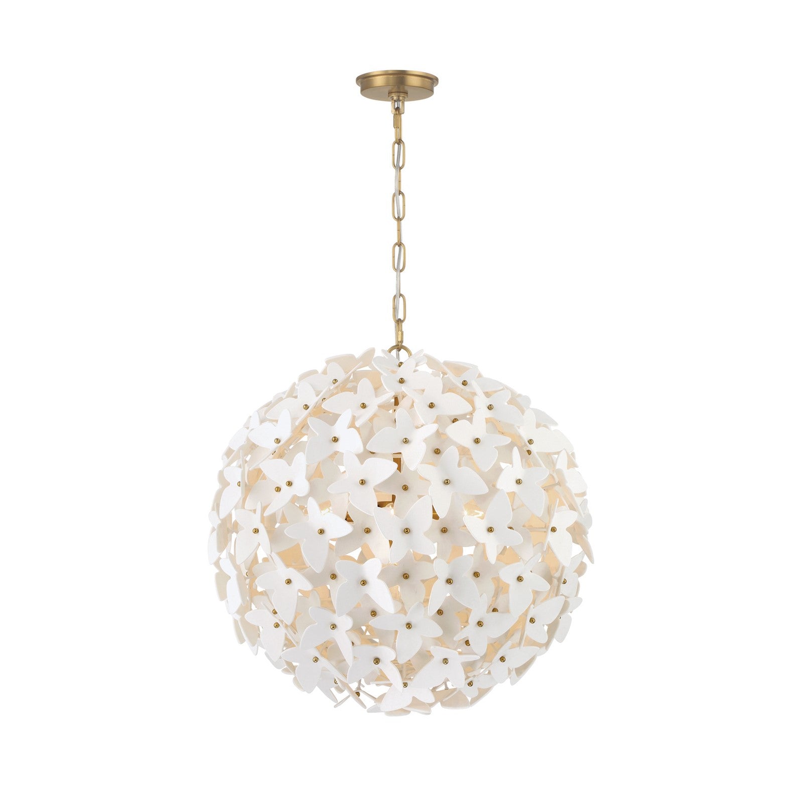 Crystorama Killian 22in 6-Light Chandelier | Coastal Luxe Gold Steel and White Ceramic Butterfly | Dining Room & Bedroom Statement | Model KLN-5206-LG