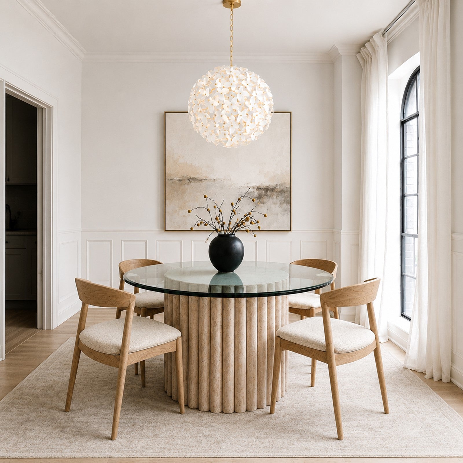 Crystorama Killian 22in 6-Light Chandelier | Coastal Luxe Gold Steel and White Ceramic Butterfly | Dining Room & Bedroom Statement | Model KLN-5206-LG