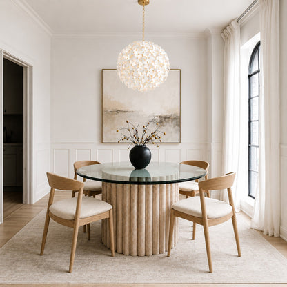 Crystorama Killian 22in 6-Light Chandelier | Coastal Luxe Gold Steel and White Ceramic Butterfly | Dining Room & Bedroom Statement | Model KLN-5206-LG