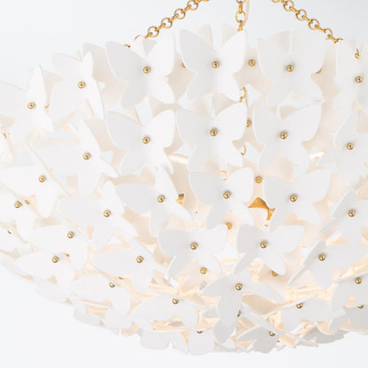 Crystorama Killian 28in 6-Light Chandelier | Coastal Luxe Gold Steel and White Ceramic Butterfly | Dining Room & Entryway Statement | Model KLN-5208-LG