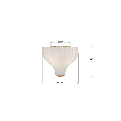 Crystorama Layton 3 Light 9.75" Semi Flush Mount, Luxe Gold/White