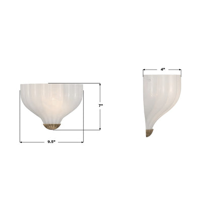 Crystorama Layton 1 Light 9.5" Sconce, Luxe Gold/White