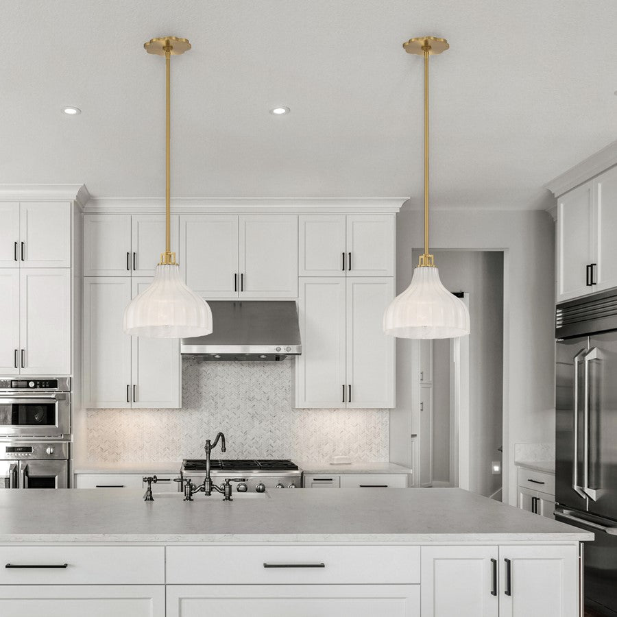 Crystorama Layton 1 Light 9.75" Pendant, Luxe Gold/White