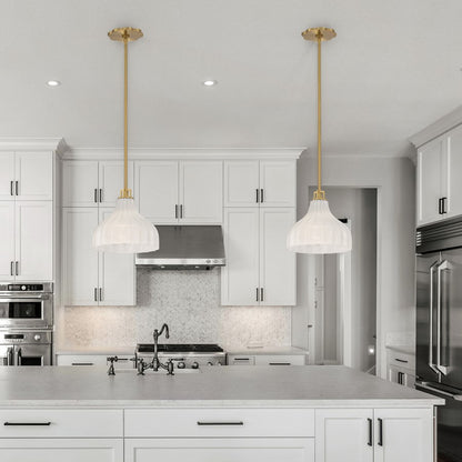Crystorama Layton 1 Light 9.75" Pendant, Luxe Gold/White