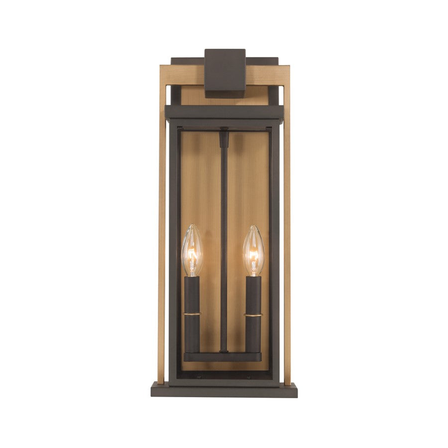 Crystorama Lendel 2Lt 8" Outdoor Sconce, Twilight Bronze/Gold