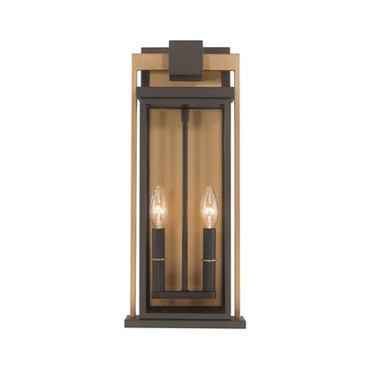 Crystorama Lendel 2Lt 8" Outdoor Sconce, Twilight Bronze/Gold
