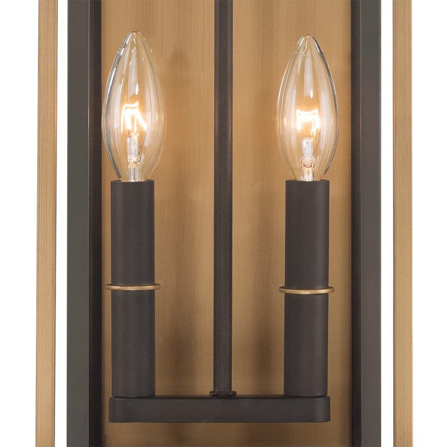 Crystorama Lendel 2Lt 8" Outdoor Sconce, Twilight Bronze/Gold