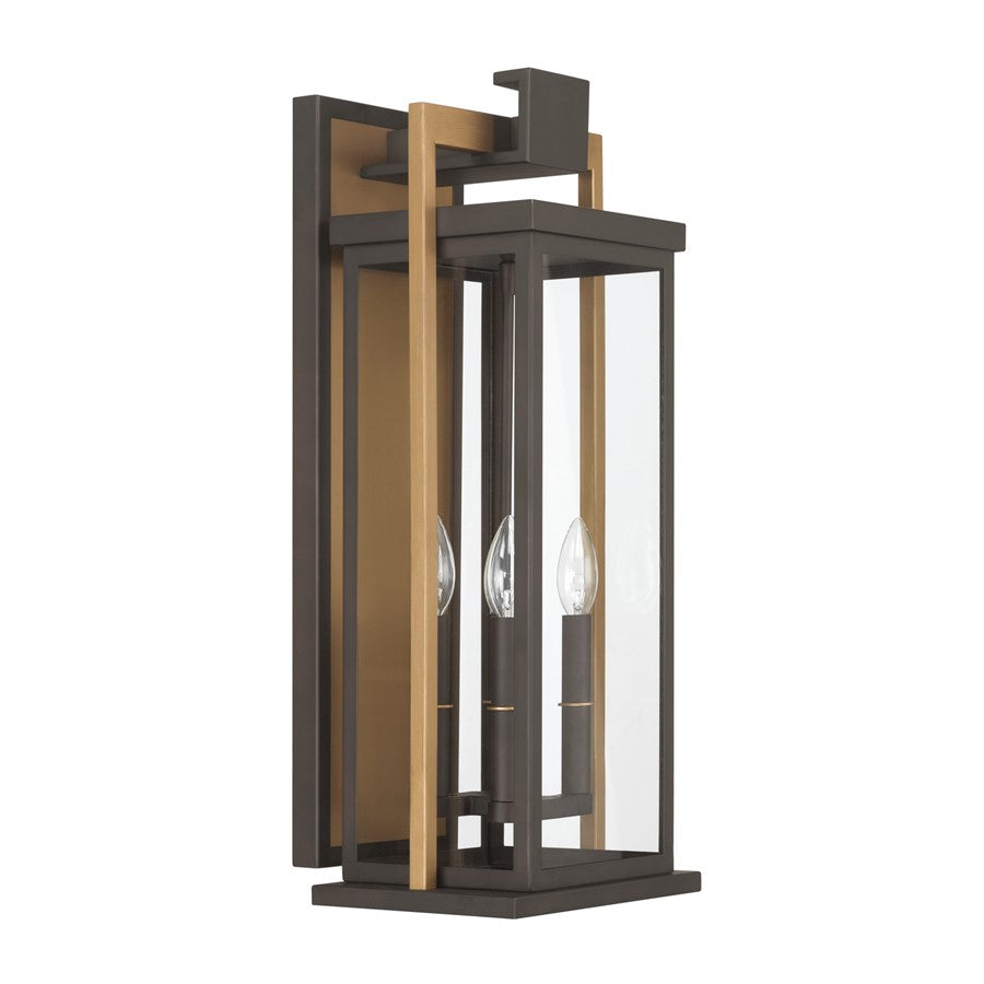 Crystorama Lendel 4Lt 9.75" Outdoor Sconce, Bronze/Textured Gold
