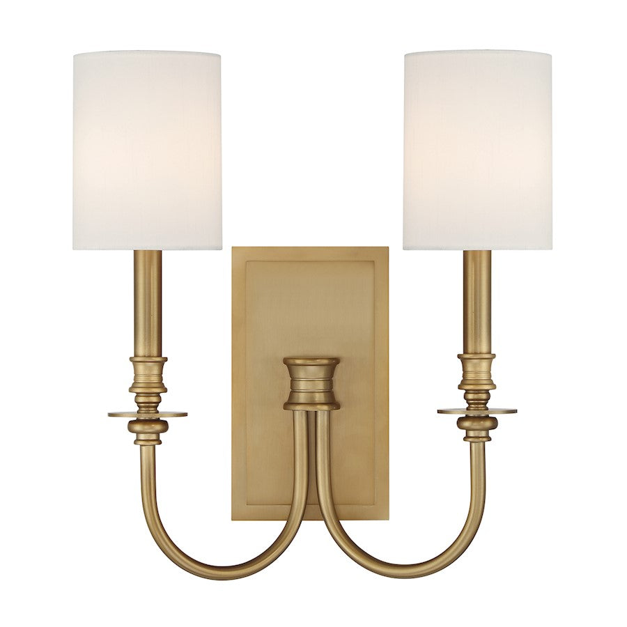 Crystorama Lloyd 2 Light Sconce, Aged Brass/White - LLO-482-AG