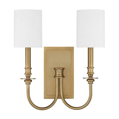 Crystorama Lloyd 2 Light Sconce, Aged Brass/White