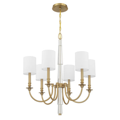 Crystorama Lloyd 6 Light Chandelier, Aged Brass/White
