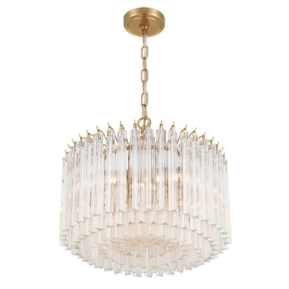 Crystorama Lofton 5 Light Chandelier, Aged Brass