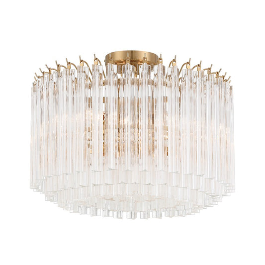 Crystorama Lofton 5 Light Semi Flush Mount, Aged Brass - LOF-5005-AG-CEILING