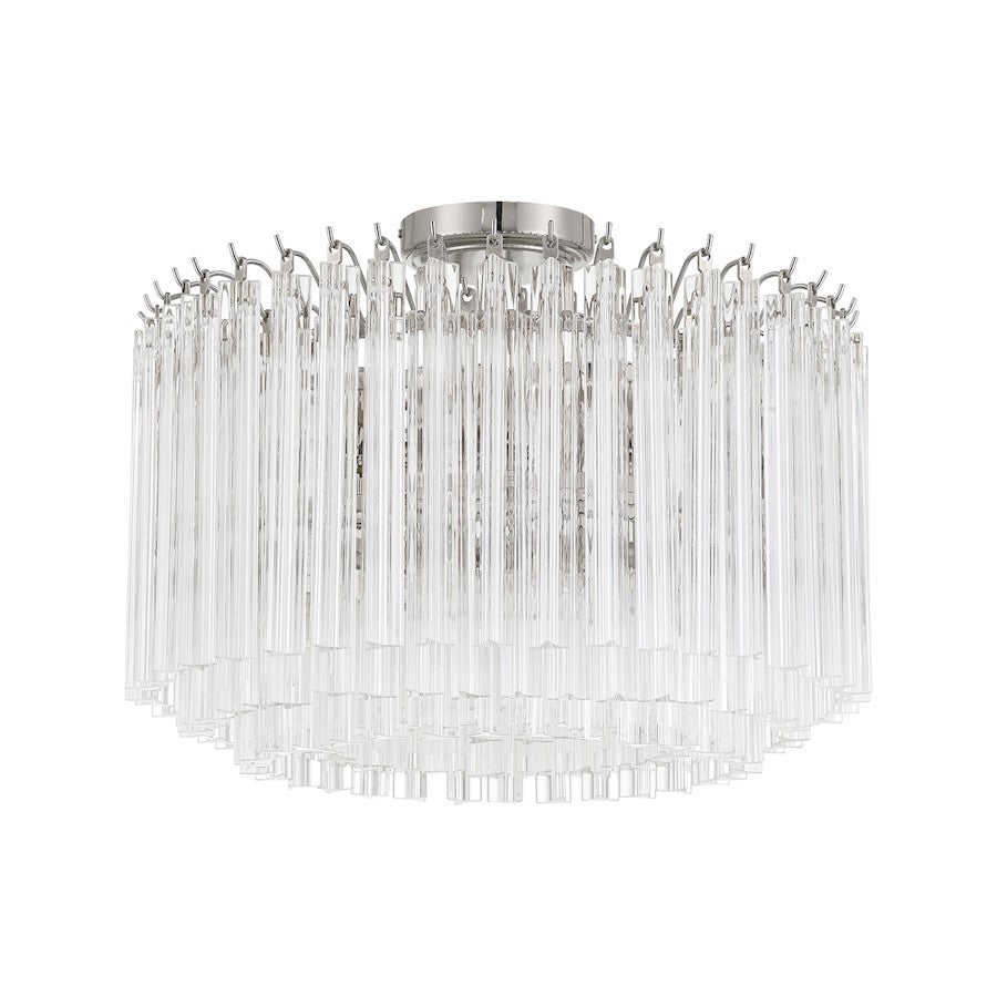 Crystorama Lofton 5 Light Semi Flush Mount, Nickel