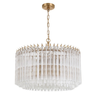 Crystorama Lofton 7 Light Chandelier, Aged Brass