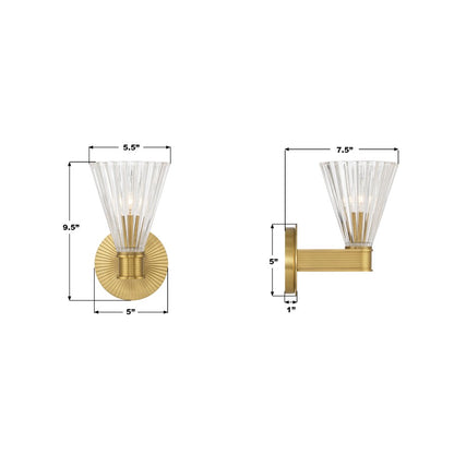 Crystorama Lotus 1 Light 5.5" Sconce, Luxe Gold/Clear