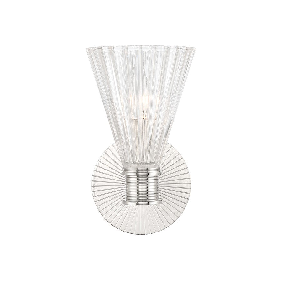 Crystorama Lotus 1 Light 5.5" Sconce, Polished Nickel/Clear