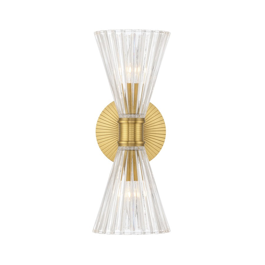 Crystorama Lotus 2 Light 5.5" Sconce, Luxe Gold/Clear