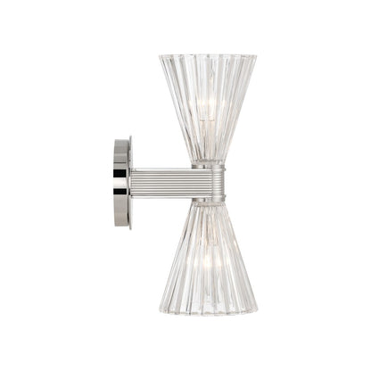Crystorama Lotus 2 Light 5.5" Sconce, Polished Nickel/Clear