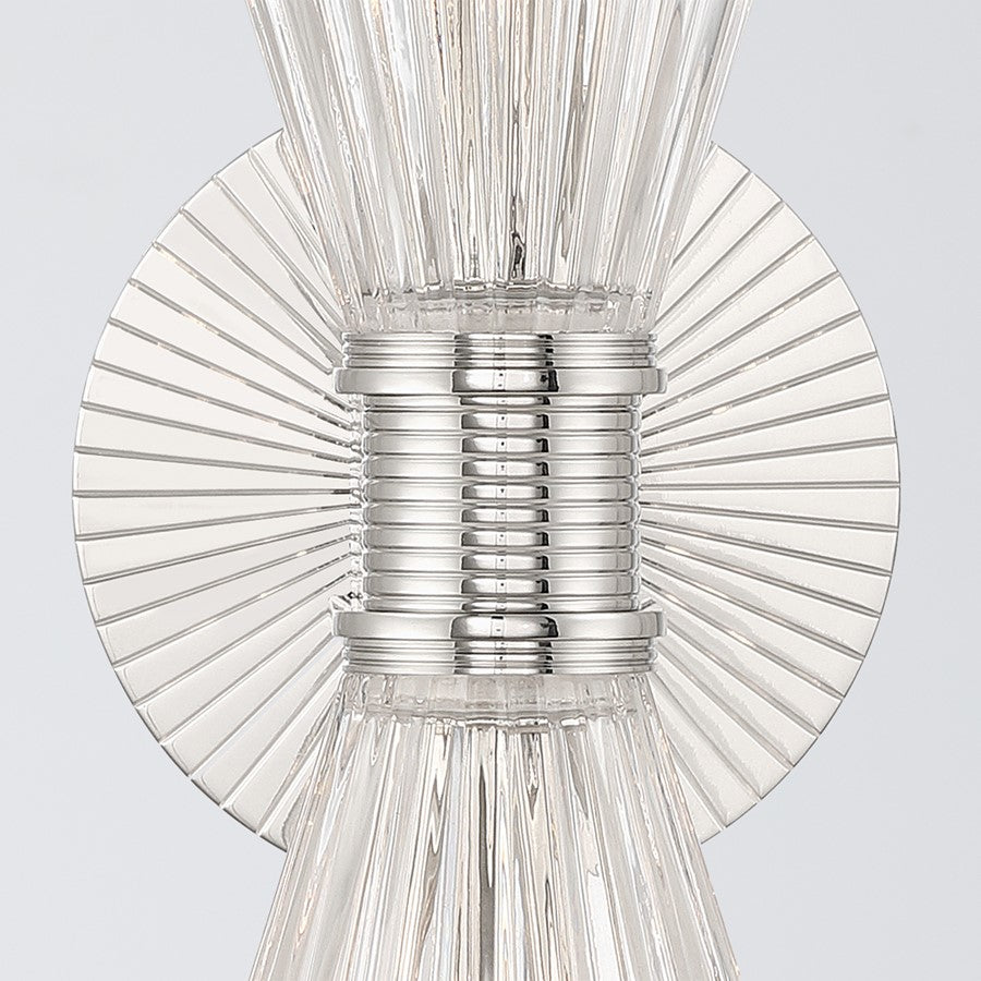 Crystorama Lotus 2 Light 5.5" Sconce, Polished Nickel/Clear