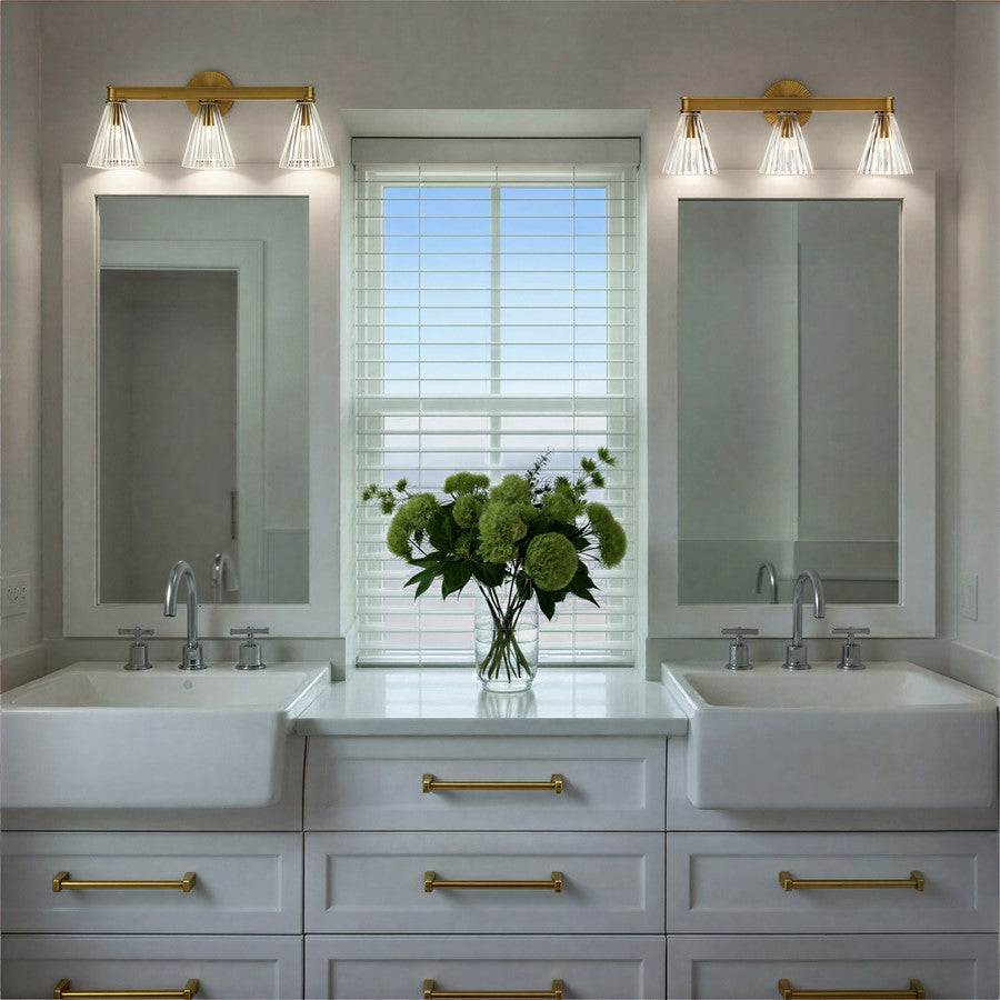 Crystorama Lotus 3 Light 23.5" Bathroom Vanity, Luxe Gold/Clear
