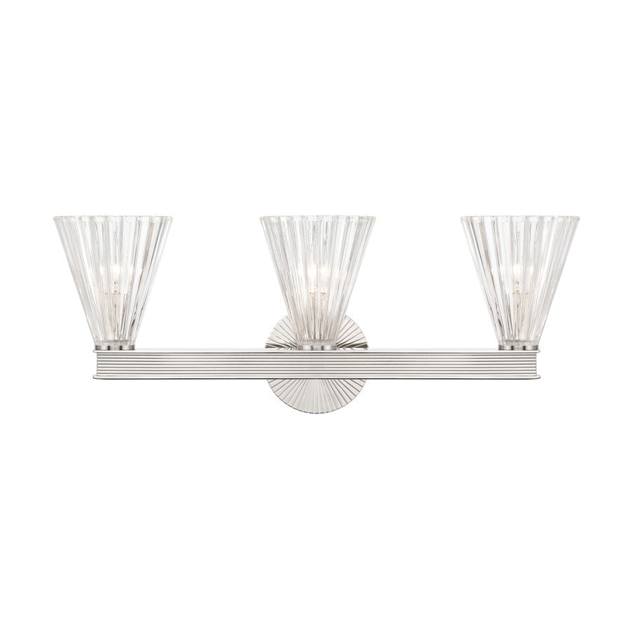 Crystorama Lotus 3Lt 23.5" Bathroom Vanity, Polished Nickel/Clear - LOT-703-PN
