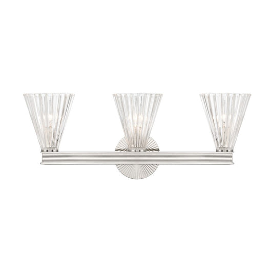 Crystorama Lotus 3Lt 23.5" Bathroom Vanity, Polished Nickel/Clear - LOT-703-PN